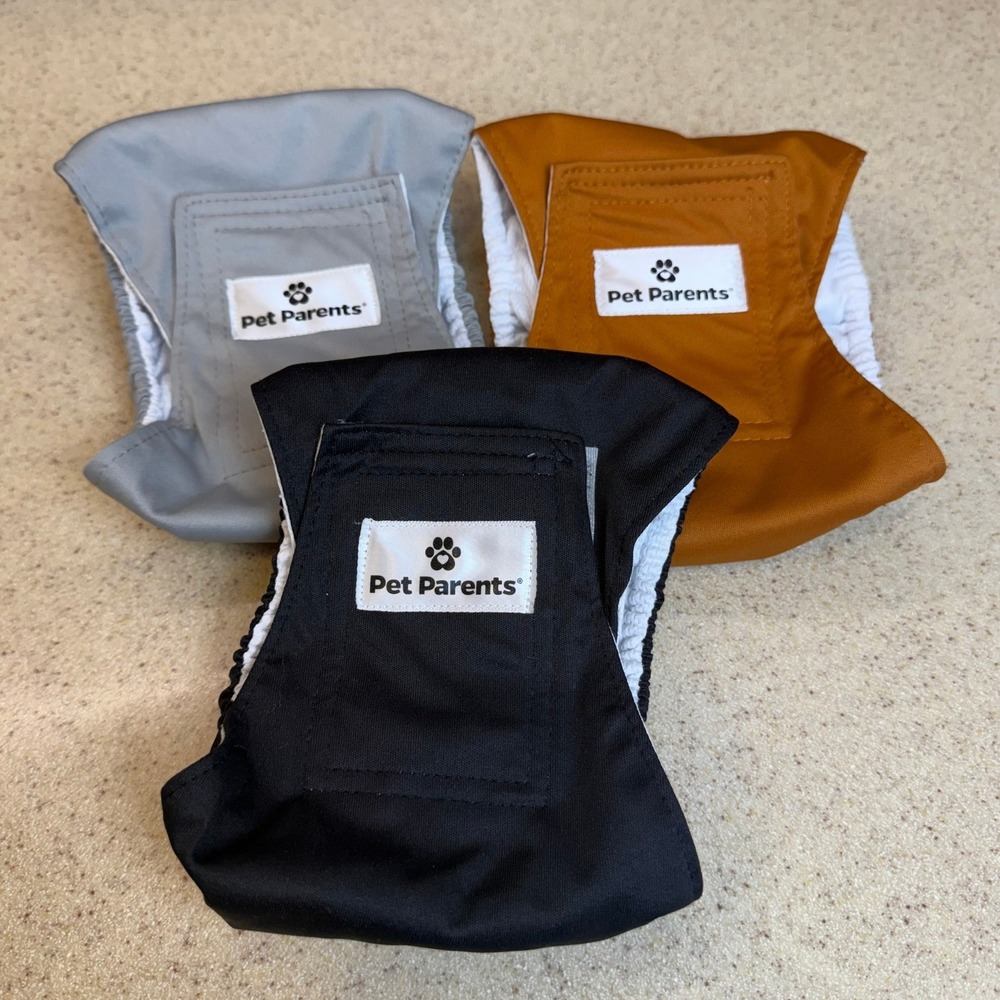 Pet Parents Washable Dog Belly Bands Male Dog Diapers 3 Pack Small Neutrals